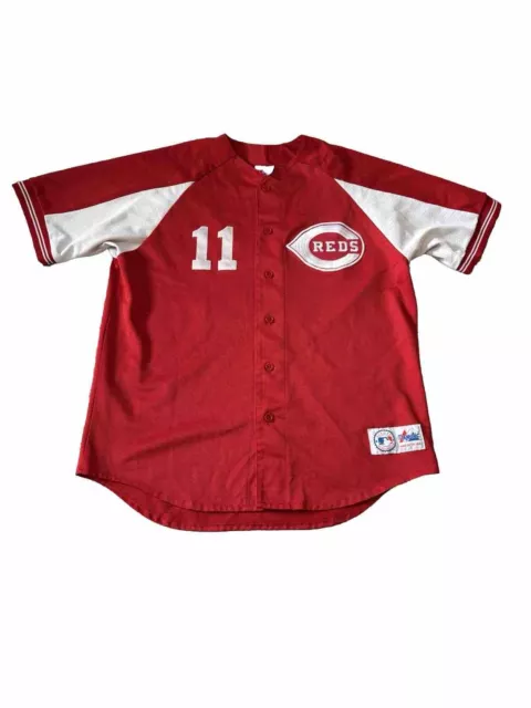 Maglietta MLB Cincinnati Red Barry Larkin Majestic Players Rossa Grande