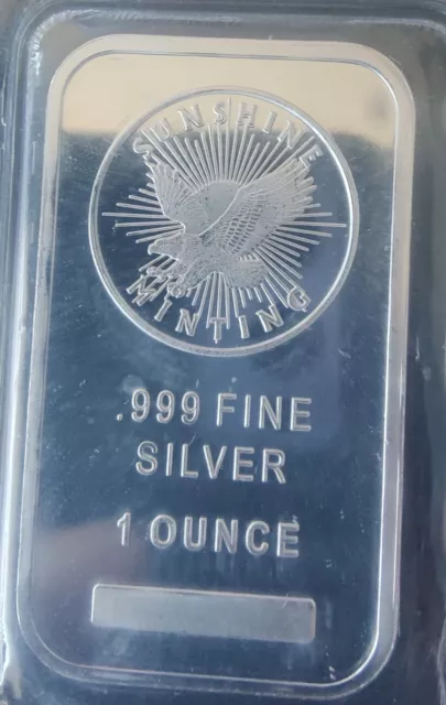 Sunshine Mint 1 Troy Ounce .999 Fine Silver Bar - Mint Mark SI
