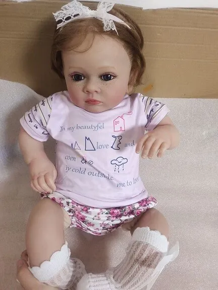 Bambole 24" vere reborn tutti pelle lentigginosa realistica bambina bambola bambino REGALO