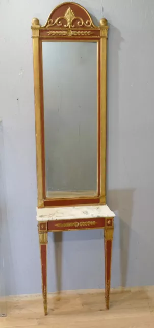 Console Et Son Miroir d'Entre Deux Style Empire En Bois Laqué, Italie, Début XX