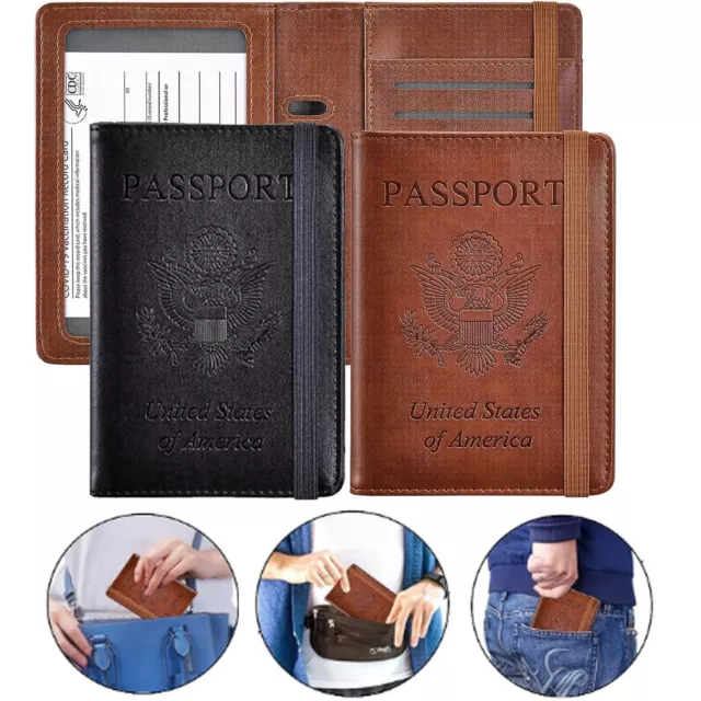 Slim Leather Travel Passport Wallet Holder RFID Blocking ID Card Case Cover