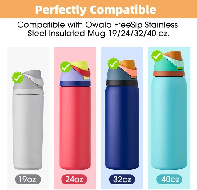 Replacement Stopper & Seal Rings For Owala FreeSip Water Bottles – 19oz/24oz/32oz/40oz/25oz, Leak-Proof Silicone Plug Set (Grey)