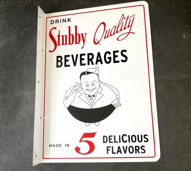 Vintage DRINK STUBBY QUALITY BEVERAGES NOS FLANGE SIGN Rare Old Advertising