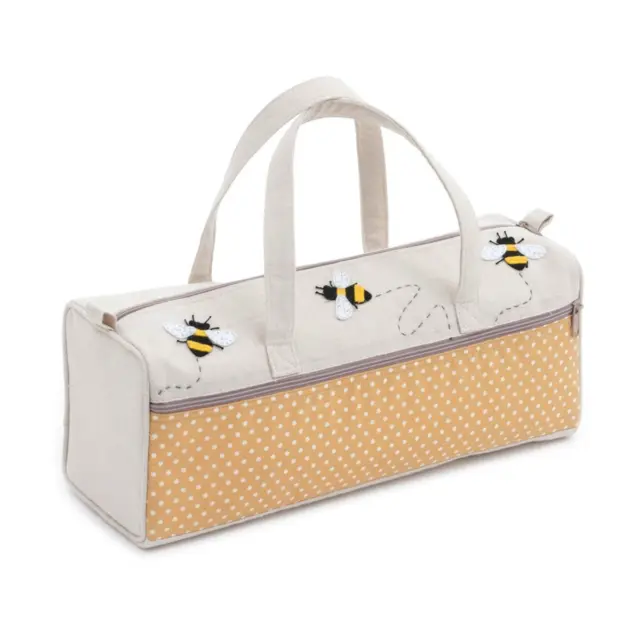Premium Stricktasche von Hobby Geschenk - Bienen - Applikation Stoff Basteltasche