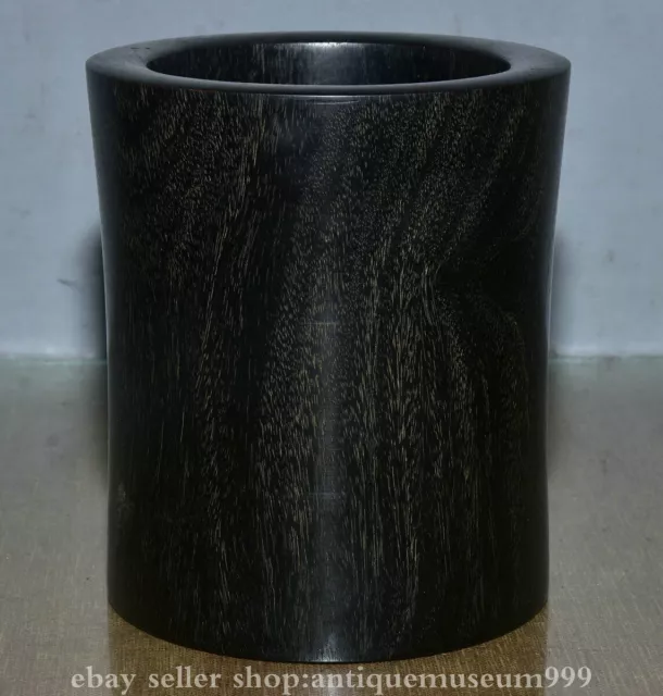 6" Old Chinese Ebony Wood Carved Dynasty Palace Brush Pot Pencil Vase
