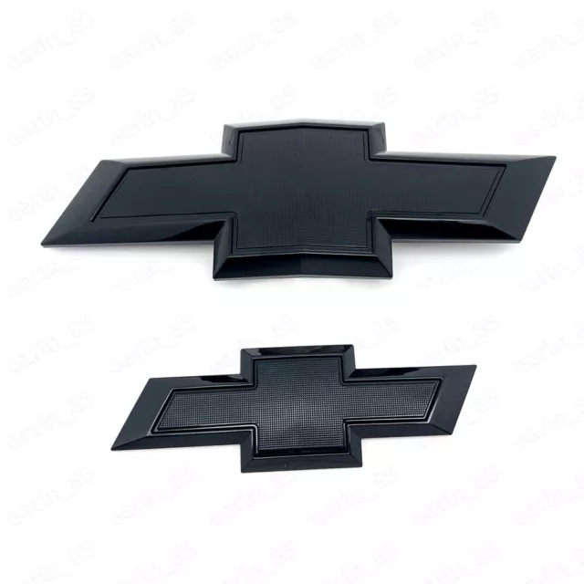 NEW 2015-2020 Chevrolet Tahoe Suburban Front & Rear Gloss Black Bowtie Emblems 3