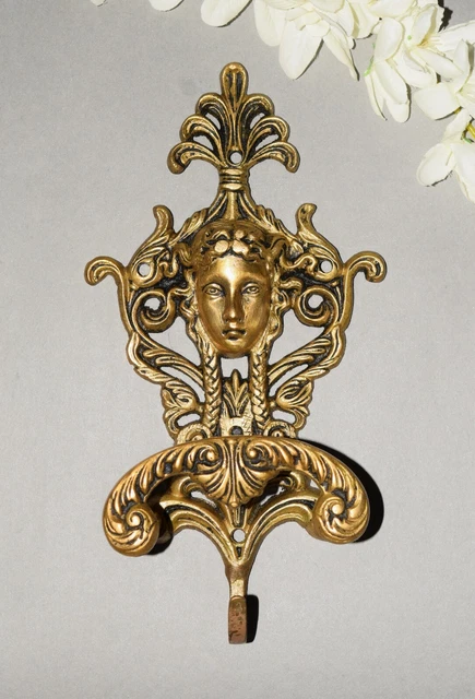 Brass Angel Girl Wall Hook Hanging Hook Face Women Head Design Home Decor MK26