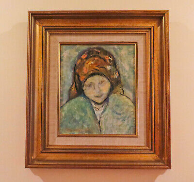 Cuadro retrato de Campesina. Óleo sobre tela de Mercedes Bará. Años 90