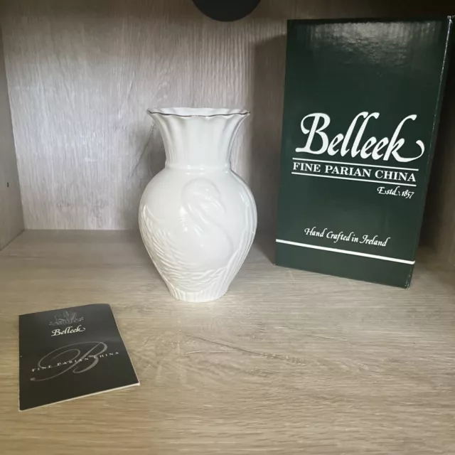 Vintage Belleek Handcrafted Ireland Swan Vase