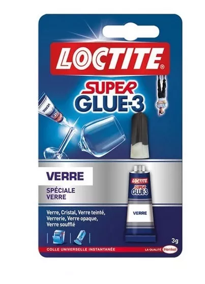 Colle Super Glue 3 Loctite Special Verre Vaisselle Miroir Cristal Vitraux