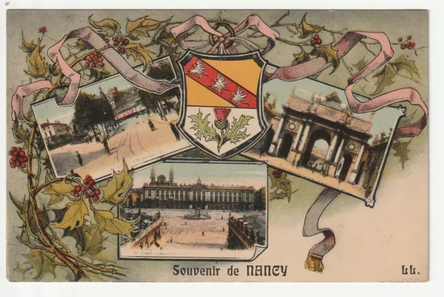 NANCY - CPA 54 - Carte Souvenir de Nancy - 3 vues et blason