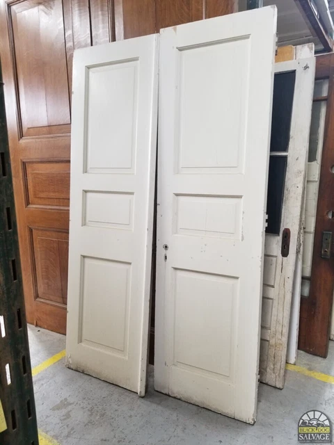 Solid 3 Panel Doors, Pair, 24 7/8" x 78 1/2" H