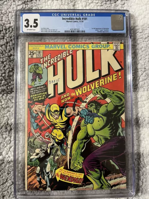 Incredible Hulk #181 CGC 3.5 1974 1st app. Wolverine