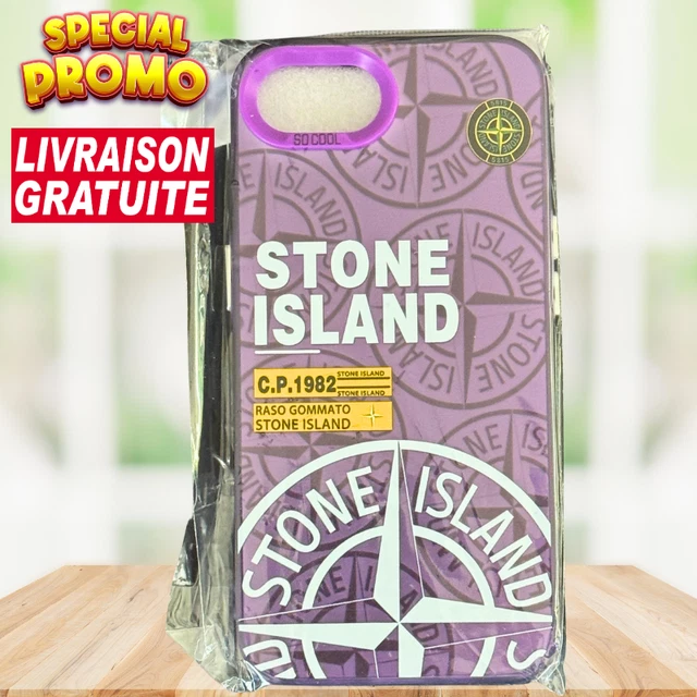 Coque Stone Island Pour IPhone 16e - Blanche, Transparente, Flexible - Marque So Cool, Polycarbonate