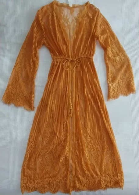 Sz Small-Medium Cotton On Burnt Orange Sheer Lace Dressing Gown Robe Maternity