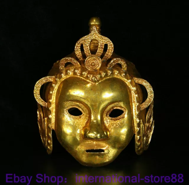 8.4" Rare Old Chinese Copper Gold Dynasty Palace Female General Helmet