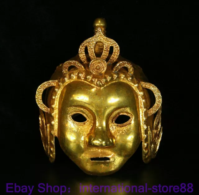 8.4" Rare Old Chinese Copper Gold Dynasty Palace Female General Helmet 8.4" Rare Old Chinese Copper Gold Dynasty Palace Female General Helmet