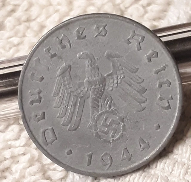 Vintage 1944 A,  WW2 German 10 Reichspfennig , Heavily Circulated With Flaws