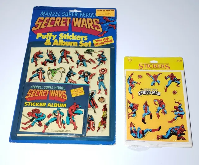 Vintage Marvel Super Heroes Secret Heroes Puffy Stickers Set Spiderman 1984