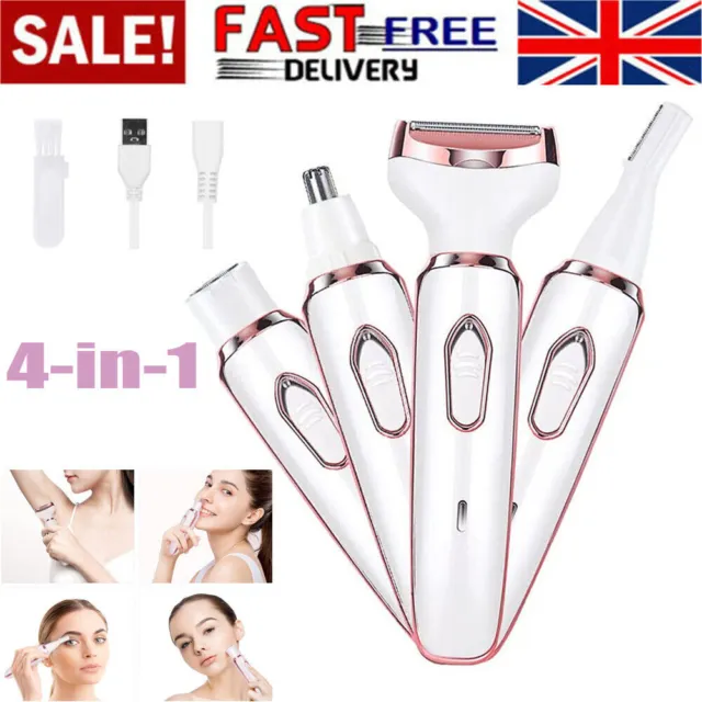 Cordless 4 in 1 Electric Lady Shaver Rechargeable Painless Razor Bikini Trimmer