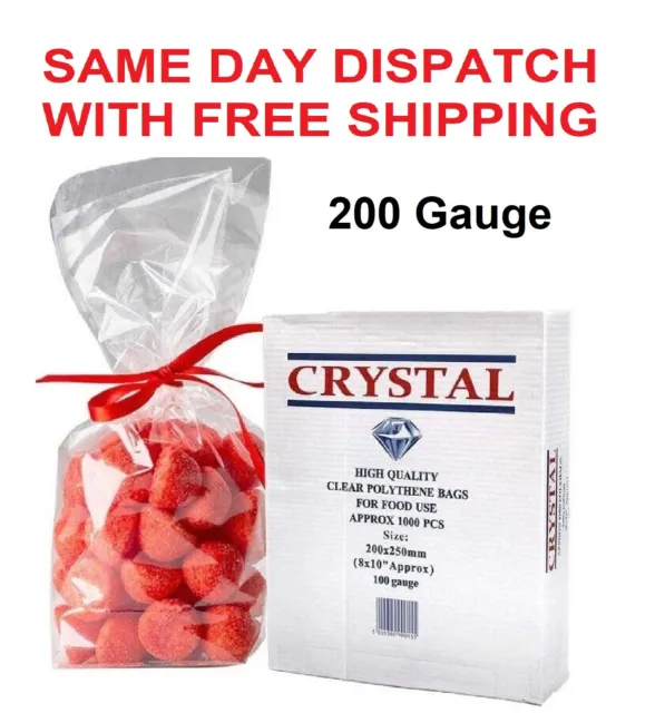 Polythene Food Bags Crystal Clear Storage Freezing Bags 200Gauge - All Sizes