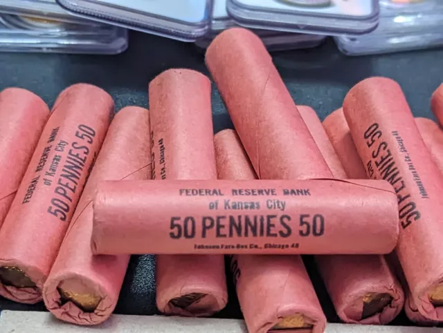 1958 D Lincoln Wheat Cent Penny Bank Roll *Unopened*Original*Uncirculated Obw