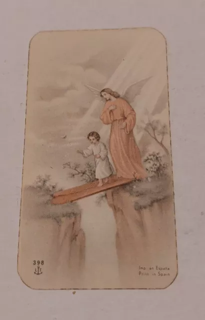 Estampa religiosa antigua ANGEL DE LA GUARDA holy card