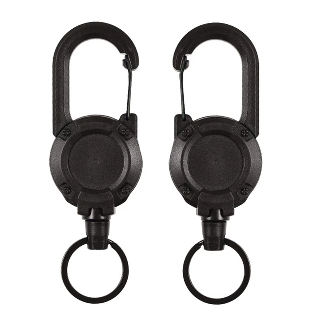 2 x Heavy Duty Retractable ABS Keyring Pull Ring Key Chain Clip Recoil Holder
