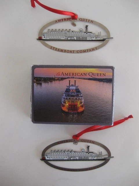 American Queen Steamboat Company Playing Card Deck Die-Cut Ornaments Lot of 3