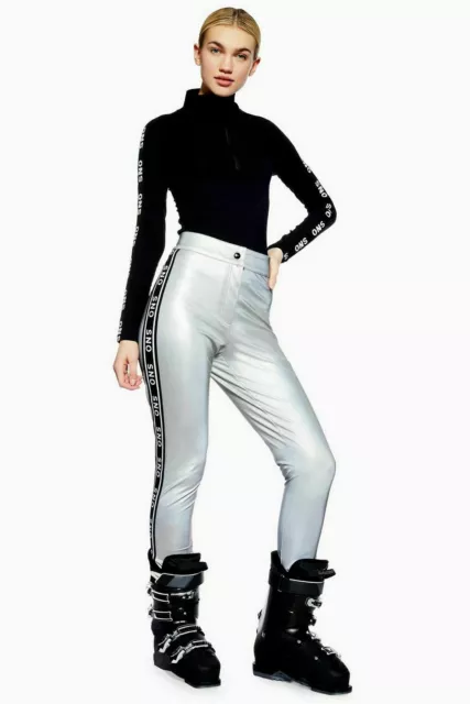 TOPSHOP SNO SKINNY Argent Ski Pantalon UK14 EUR42 US10 EUR 103 38
