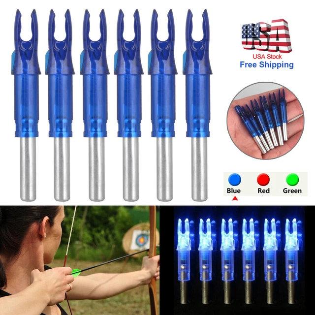 6Pcs For Hunting Compound Recurve Bow Archery 6.2mm LED Lighted Arrow Nocks *US