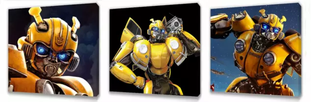 Bumblebee the movie Kids canvas wall art plaque pictures set of three pack 1