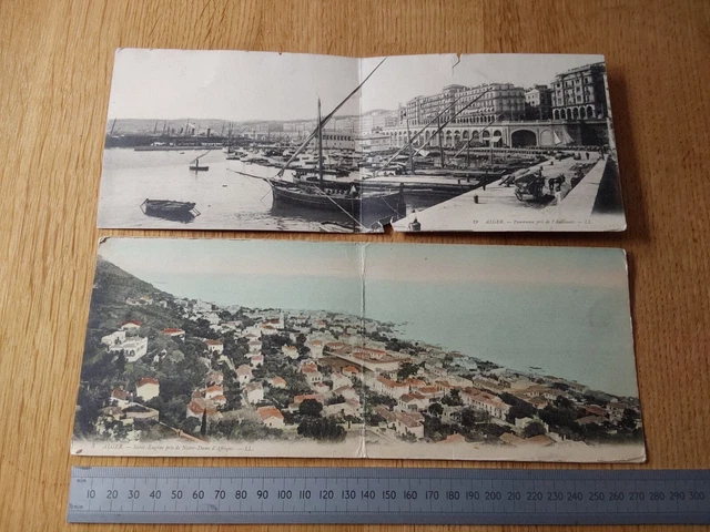 2 × Alger Panorama LL  LEVY postcards, North Africa Harbour & General View,