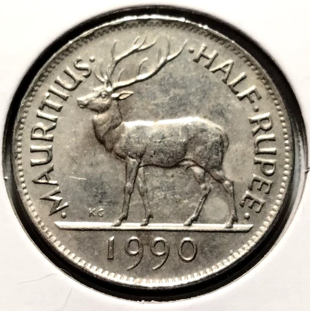 1990  Mauritius Half  Rupee  Coin  - KM#54 - Combined Shipping  (INV#9446)