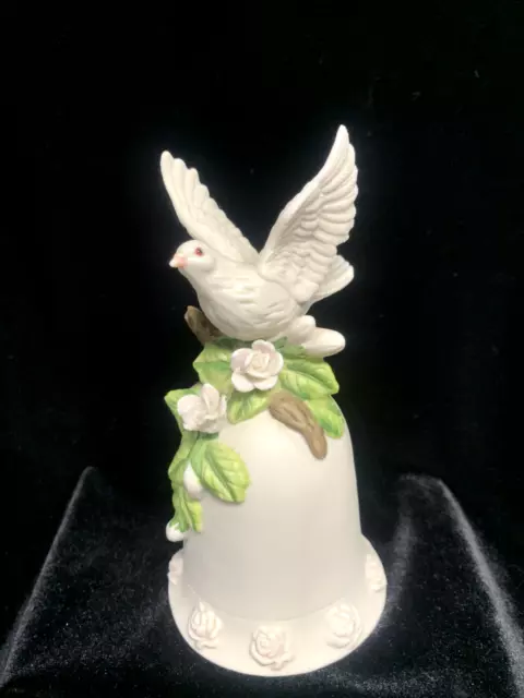 Vtg 1996 Seymour Mann White Dove Bisque Porcelain Bell