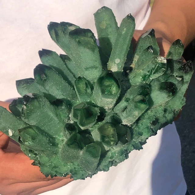 3.47LB  New Find Green Phantom Quartz Crystal Cluster Mineral Specimen Healing