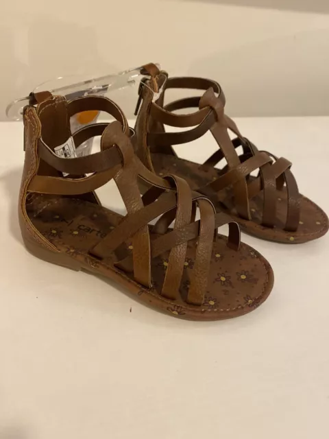 NEW! Carters ~ Natalia Sandals Brown Toddler Girls Sz 7 Strappy Zip Slip On $36