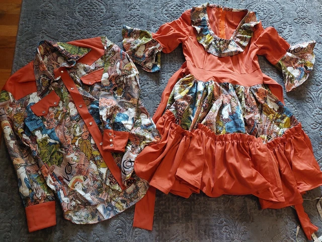 Square Dance Dress & Shir 2 pc MATCHING rusty Red, Dress Size Small Mens Size SM