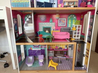 KIDKRAFT DOLLS HOUSE with furniture £18.00 - PicClick UK