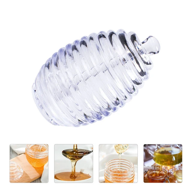 Pot à Miel Distributeur En Acrylique Transparent – Avec Support, Design Nid D’abeille, Pour Miel Et Sirop