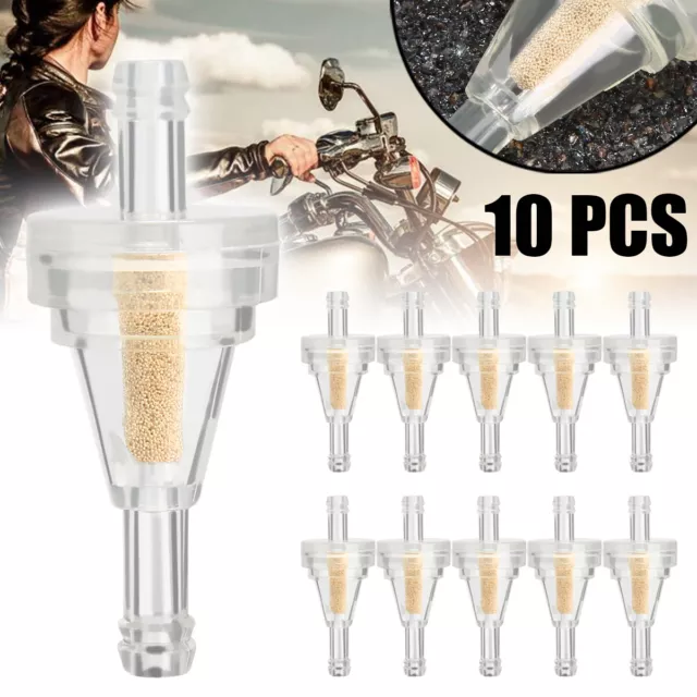 10x Motorcycle Inline Gas Fuel Filter 1/4 inch 6.3mm Fuel Line Dirt Bike ATV UTV