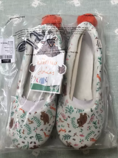 Pantofole Gruffalo Joules Ragazze - Gruffalo Bianco Floreale - Taglia L UK 1-2 EU 33-34