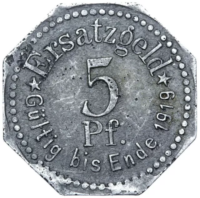 Stettin Pomerania - Poland Szczecin - EMERGENCY Coin - 5 Pfennig 1917 - Zinc