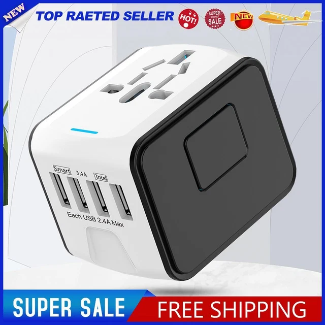 Outlet Adapter 4USB AC Power Plug Adapter for USA EU UK AU Cell Phone Laptop