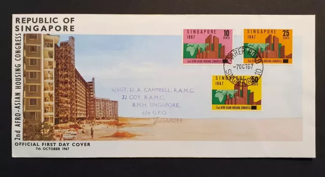 Singapore Stamps 1967 2nd Afro-Asian Housing Congress First Day Cover insert (w)