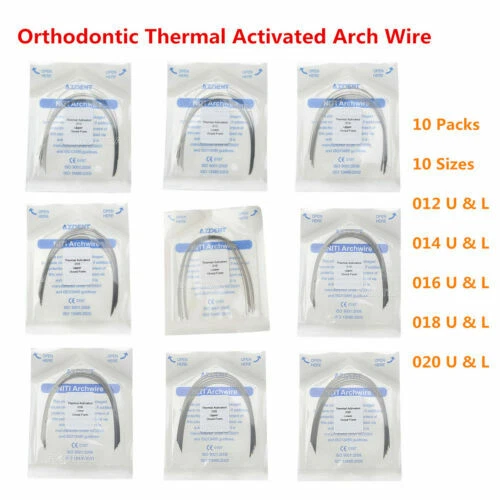 10 Packs Dental Orthodontic Niti Heat Thermal Activited Arch Wires Round upp low