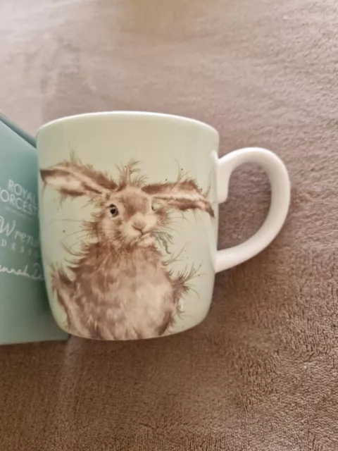 Wrendale Hare Brained Mug Royal Worcester Pale Green Gift Boxed China Coffee Cup