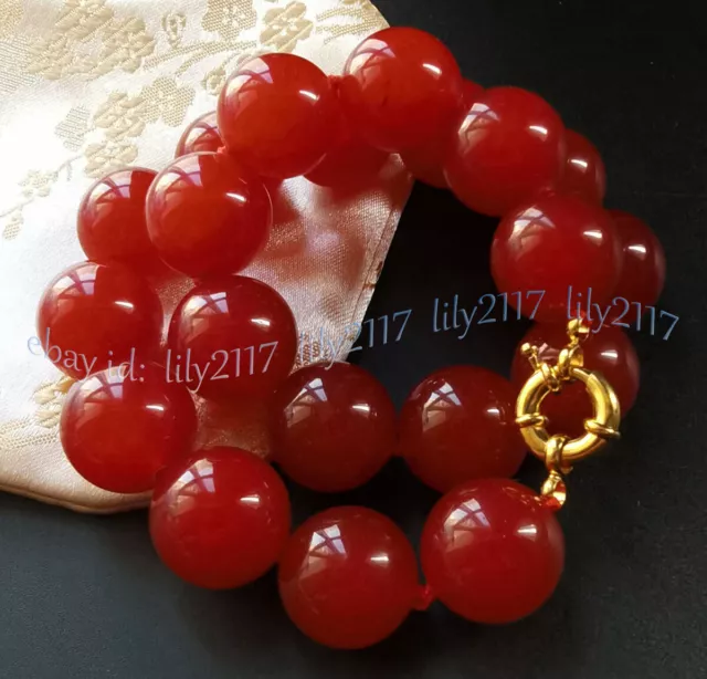 Chinese Red Jade Jadeite Round Gemstone Beads Jewelry Necklace 6/8/10/12/14/16mm 2