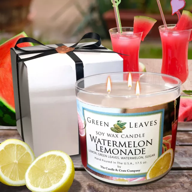 Watermelon Lemonade Scented Soy Wax Candle, Freshly Handmade When You Order!