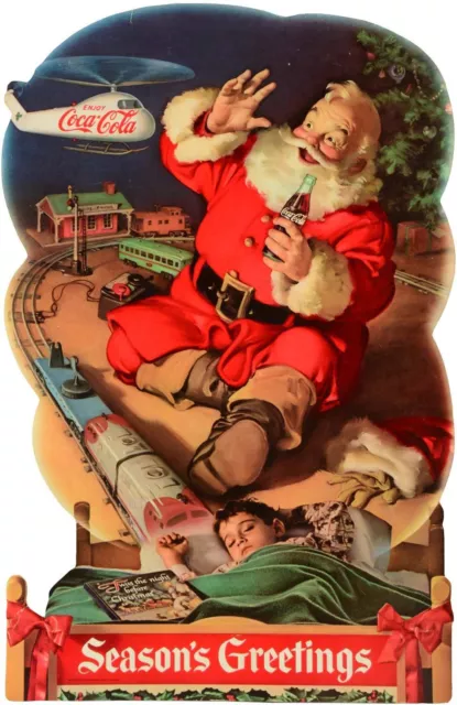 Coca Cola Santa Claus Boy Dreams 20" Heavy Duty Usa Metal Coke Advertising Sign